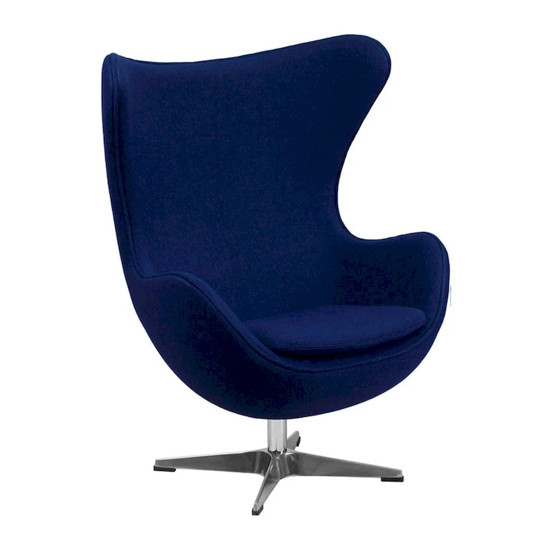 Fauteuil pivotant inclinable Mid-Century en tissu de laine sarcelle, coque ABS, base chromée