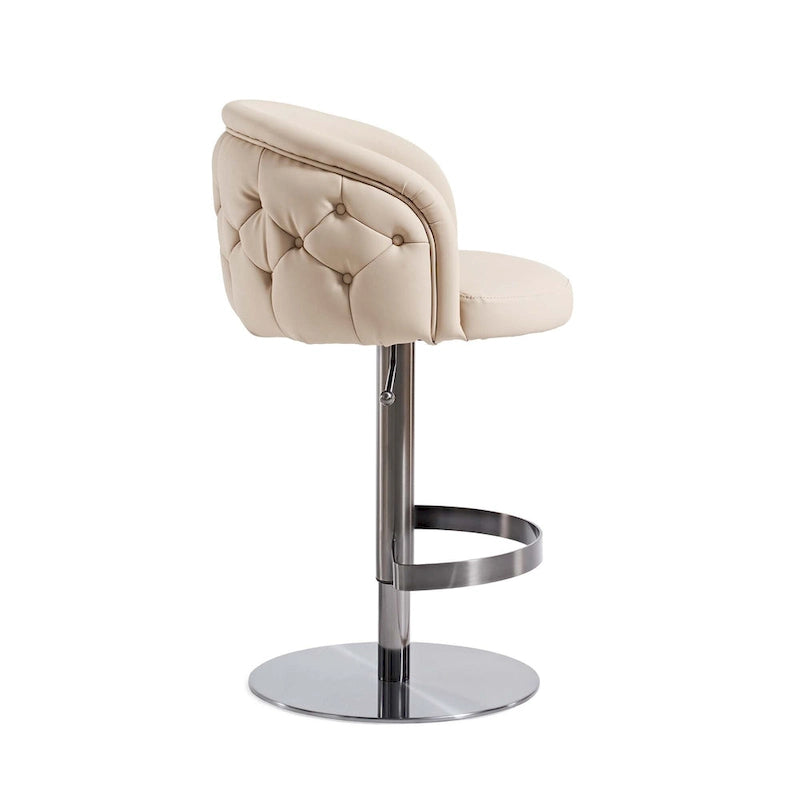 Tabouret de bar pivotant en similicuir PU kaki, hauteur réglable avec dossier capitonné