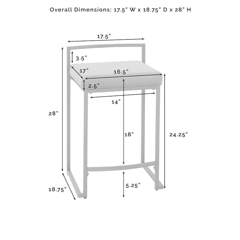 Tabouret de comptoir en velours crème, piètement luge géométrique doré, repose-pieds incurvé