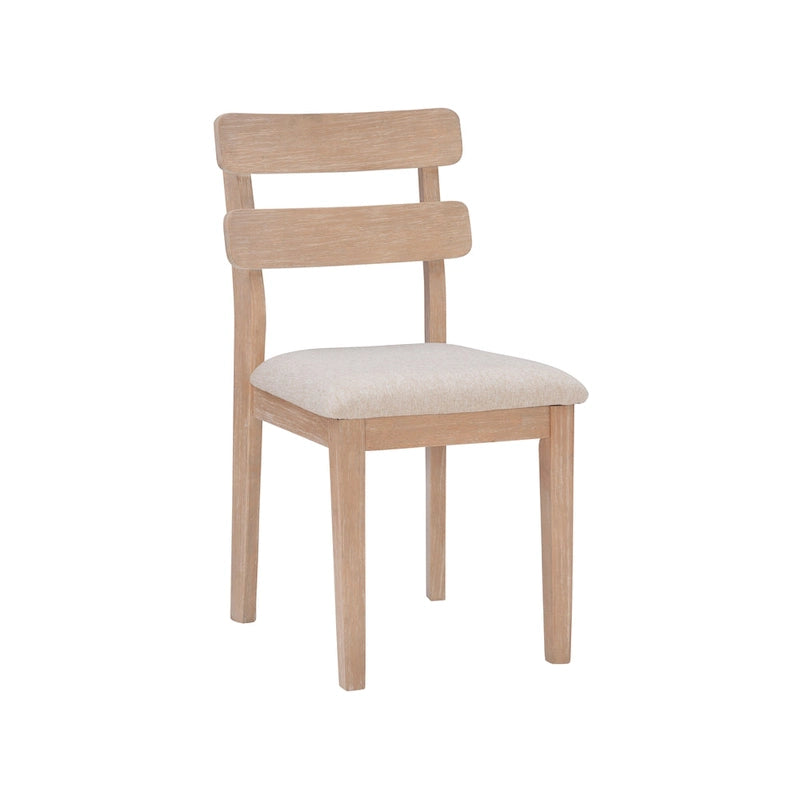 Chaise de salle à manger rustique en bois d'hévéa massif naturel, dossier à barreaux et coussin gris