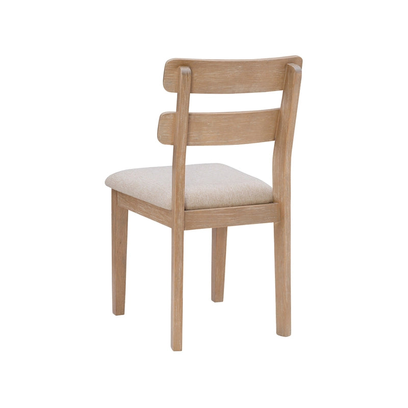 Chaise de salle à manger rustique en bois d'hévéa massif naturel, dossier à barreaux et coussin gris