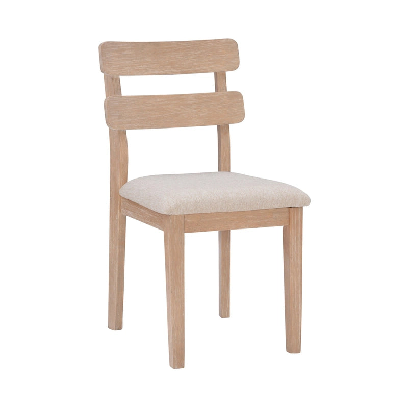 Chaise de salle à manger rustique en bois d'hévéa massif naturel, dossier à barreaux et coussin gris