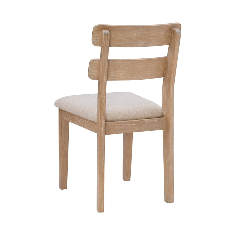 Chaise de salle à manger rustique en bois d'hévéa massif naturel, dossier à barreaux et coussin gris
