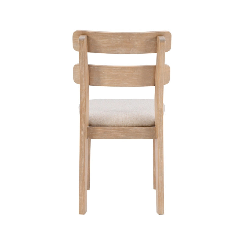 Chaise de salle à manger rustique en bois d'hévéa massif naturel, dossier à barreaux et coussin gris
