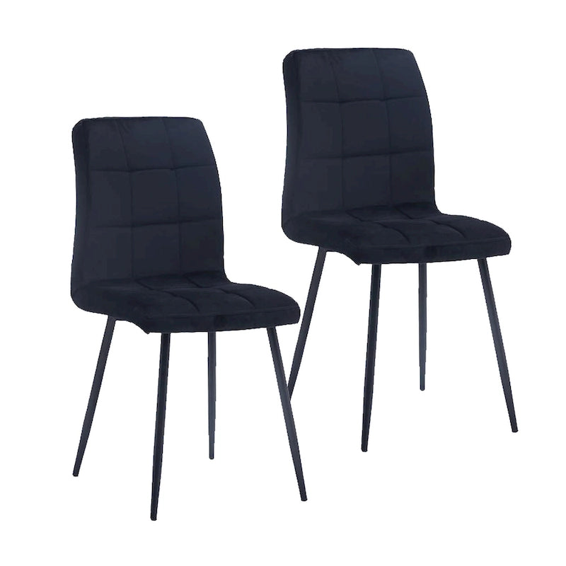 Chaise de salle à manger mi-siècle en velours rose capitonnée pieds en fer inclinés