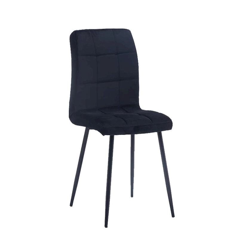 Chaise de salle à manger mi-siècle en velours rose capitonnée pieds en fer inclinés