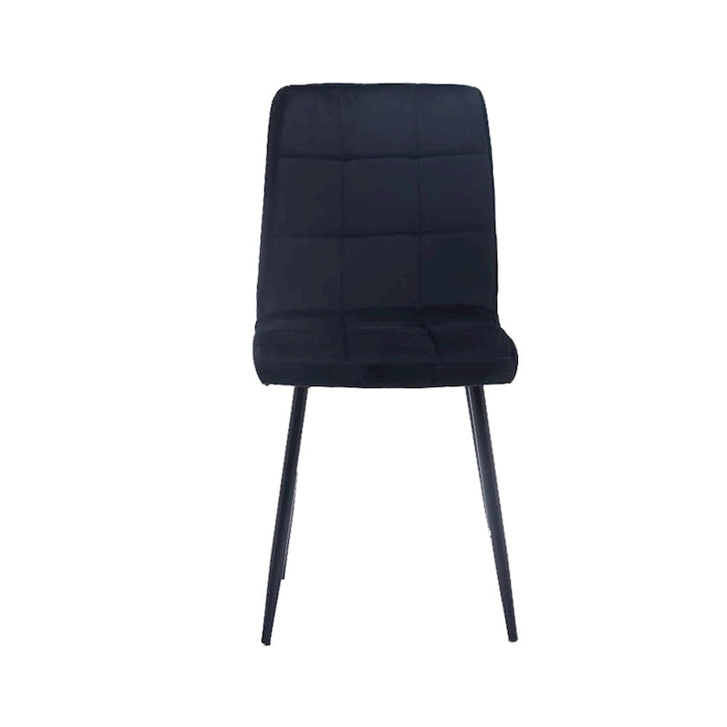 Chaise de salle à manger mi-siècle en velours rose capitonnée pieds en fer inclinés