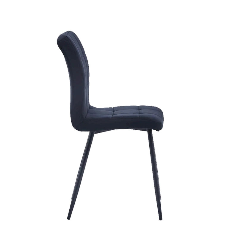 Chaise de salle à manger mi-siècle en velours rose capitonnée pieds en fer inclinés