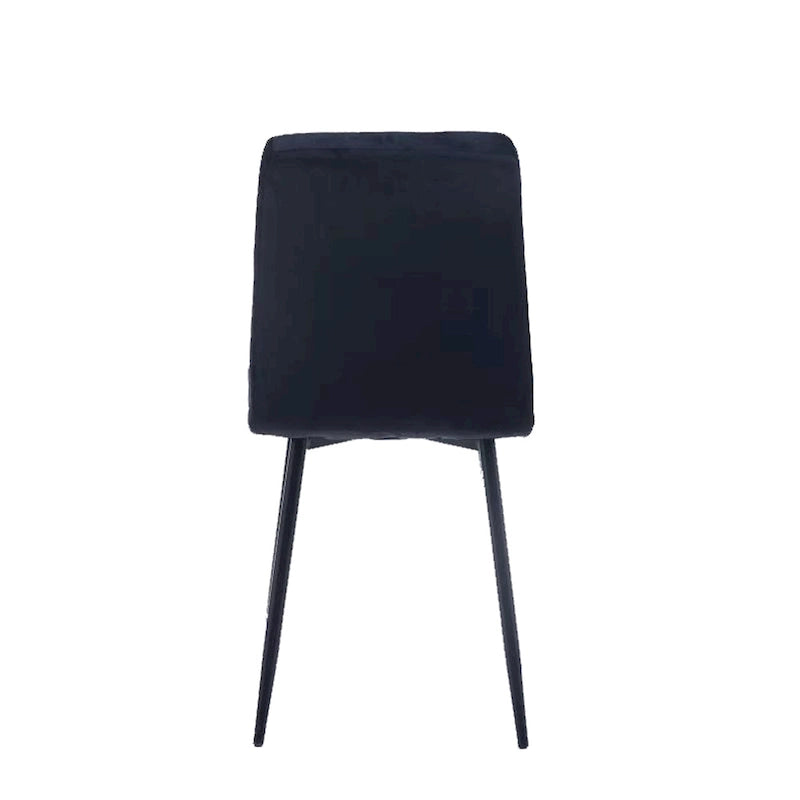 Chaise de salle à manger mi-siècle en velours rose capitonnée pieds en fer inclinés