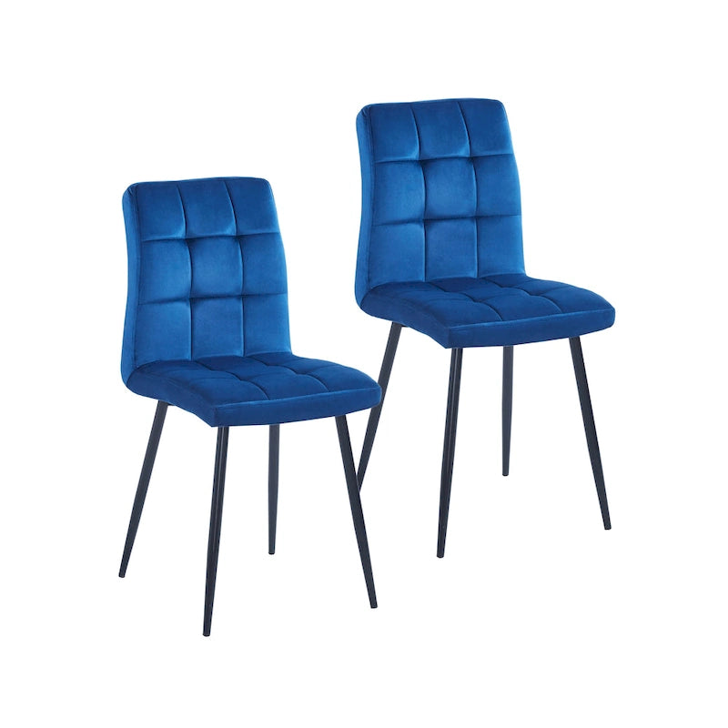 Chaise de salle à manger mi-siècle en velours rose capitonnée pieds en fer inclinés