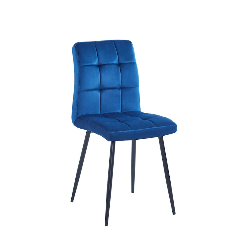 Chaise de salle à manger mi-siècle en velours rose capitonnée pieds en fer inclinés