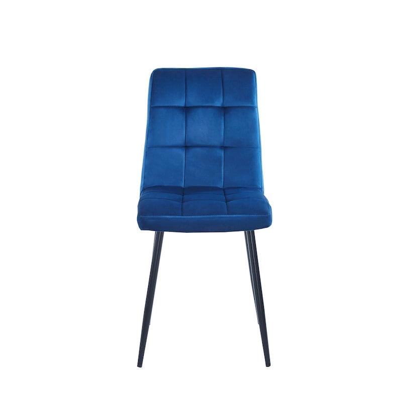 Chaise de salle à manger mi-siècle en velours rose capitonnée pieds en fer inclinés