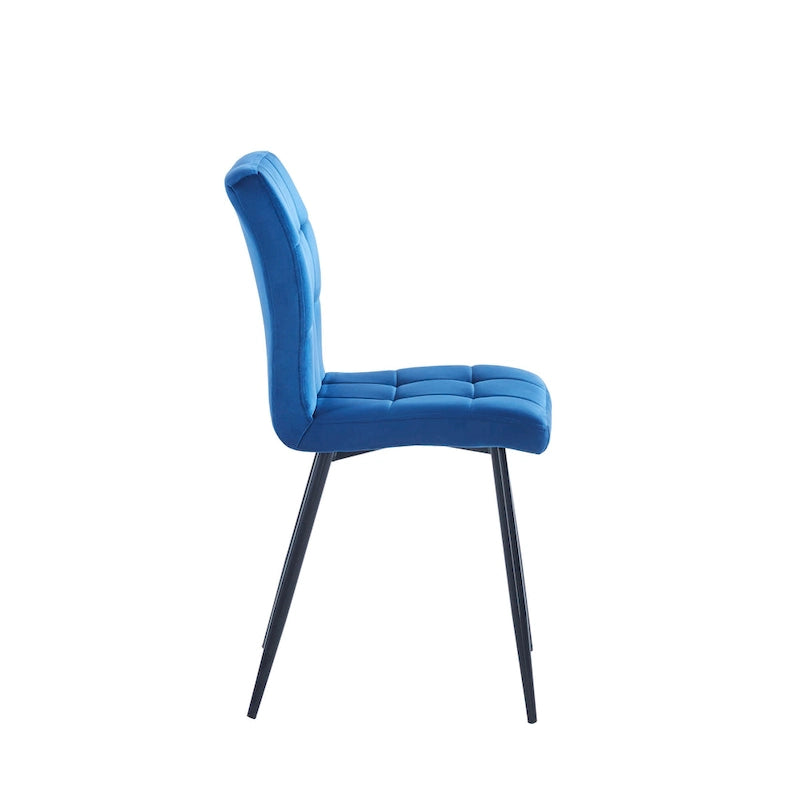 Chaise de salle à manger mi-siècle en velours rose capitonnée pieds en fer inclinés