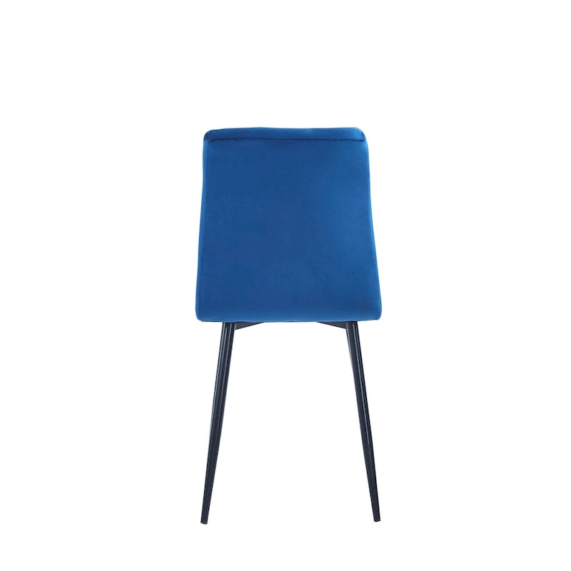 Chaise de salle à manger mi-siècle en velours rose capitonnée pieds en fer inclinés