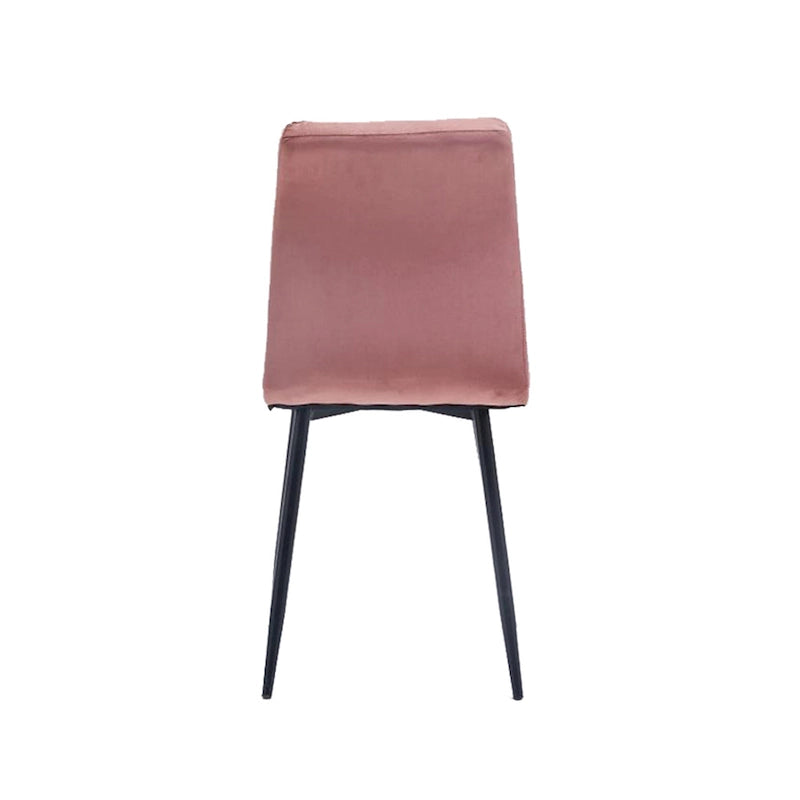 Chaise de salle à manger mi-siècle en velours rose capitonnée pieds en fer inclinés