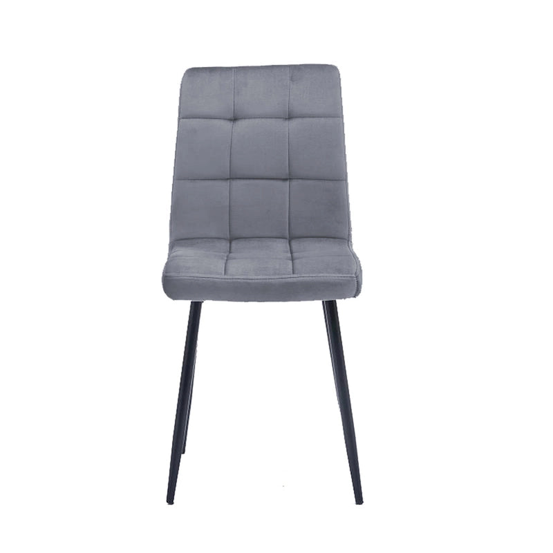 Chaise de salle à manger mi-siècle en velours rose capitonnée pieds en fer inclinés