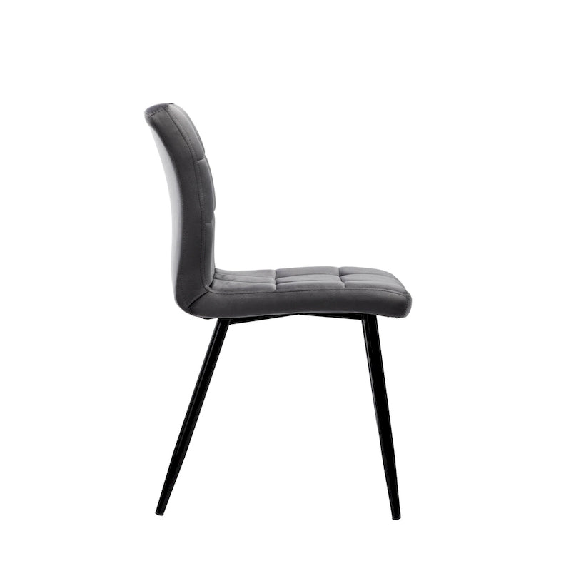 Chaise de salle à manger mi-siècle en velours rose capitonnée pieds en fer inclinés