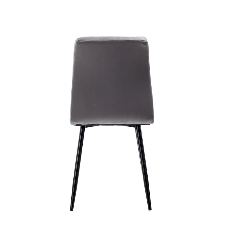 Chaise de salle à manger mi-siècle en velours rose capitonnée pieds en fer inclinés