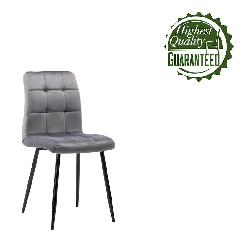 Chaise de salle à manger mi-siècle en velours rose capitonnée pieds en fer inclinés