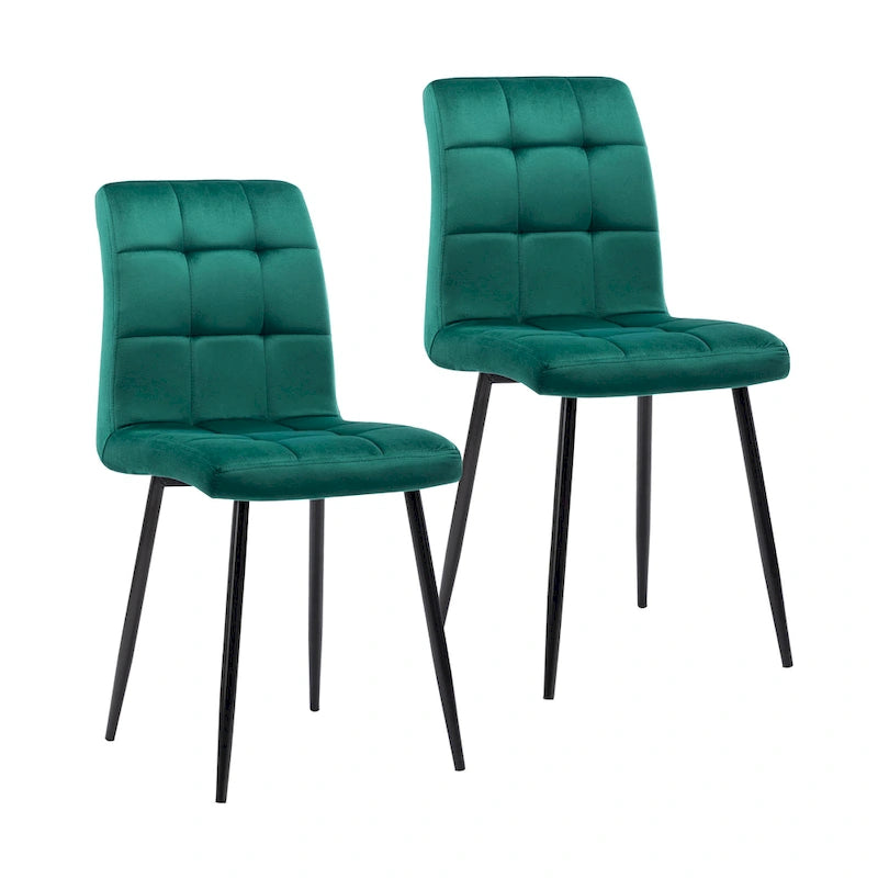 Chaise de salle à manger mi-siècle en velours rose capitonnée pieds en fer inclinés