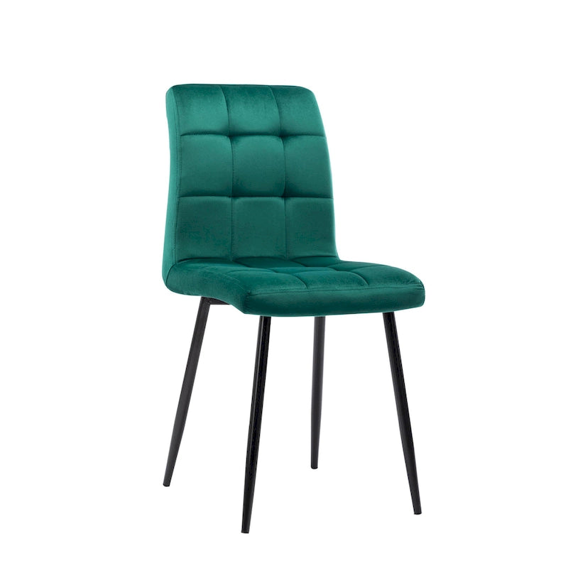 Chaise de salle à manger mi-siècle en velours rose capitonnée pieds en fer inclinés