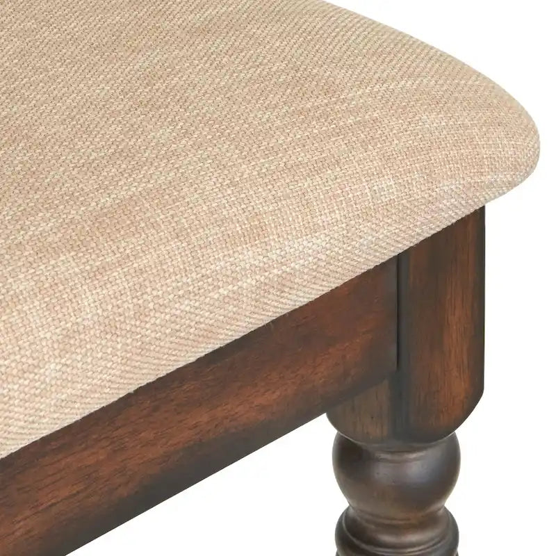 Chaise de salle à manger rustique en bois d'hévéa gris patiné avec pieds tournés, dossier incurvé et coussin en mousse
