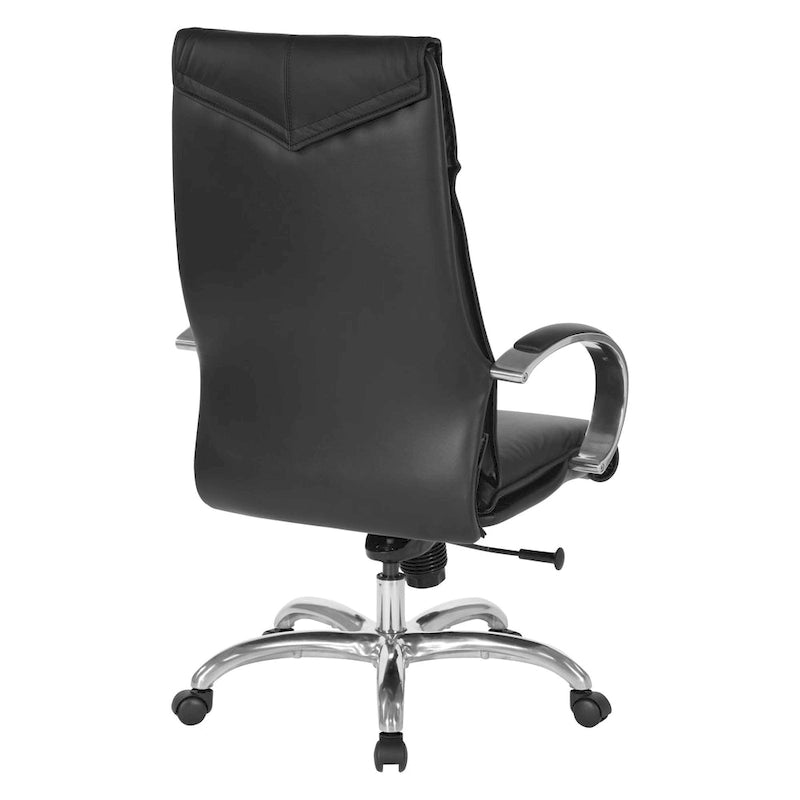 Fauteuil de bureau de direction grand dossier en cuir véritable noir avec soutien lombaire