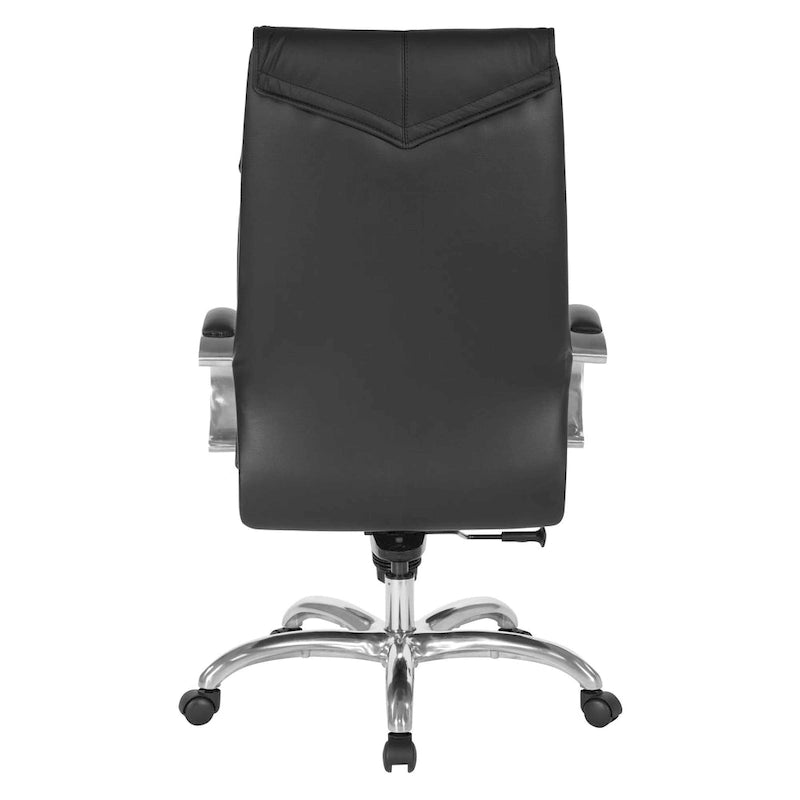 Fauteuil de bureau de direction grand dossier en cuir véritable noir avec soutien lombaire