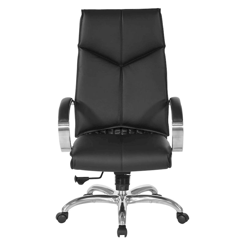 Fauteuil de bureau de direction grand dossier en cuir véritable noir avec soutien lombaire