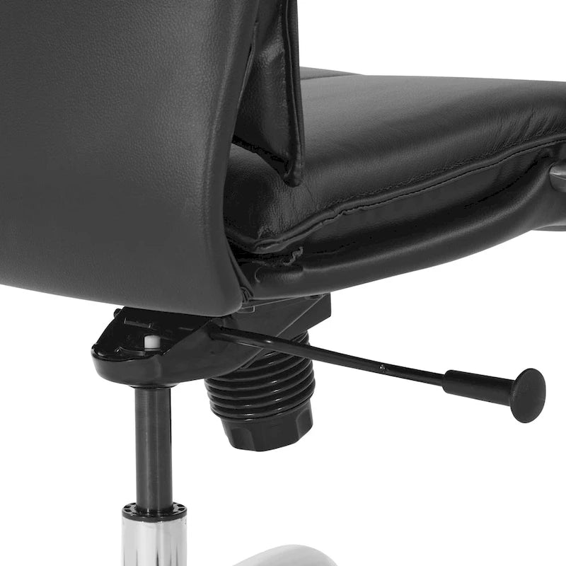 Fauteuil de bureau de direction grand dossier en cuir véritable noir avec soutien lombaire