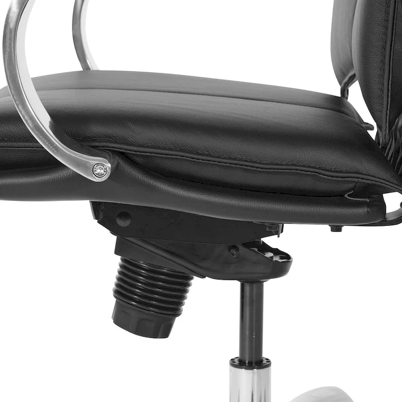 Fauteuil de bureau de direction grand dossier en cuir véritable noir avec soutien lombaire