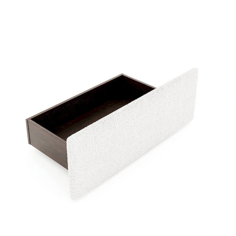 Cadre de lit plateforme double rembourré en molleton blanc avec 4 tiroirs de rangement