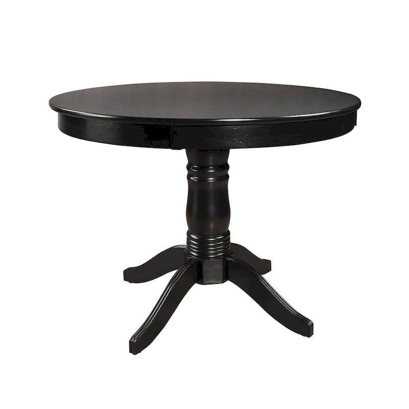Table de salle à manger ronde noire sur pied, base en bois d'hévéa, style contemporain