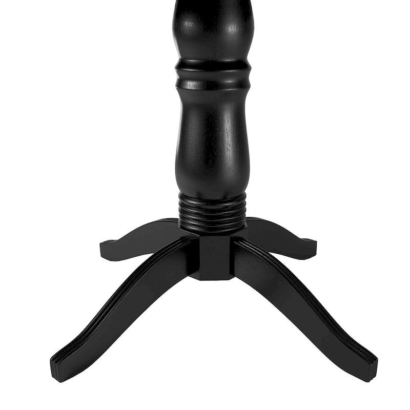 Table de salle à manger ronde noire sur pied, base en bois d'hévéa, style contemporain
