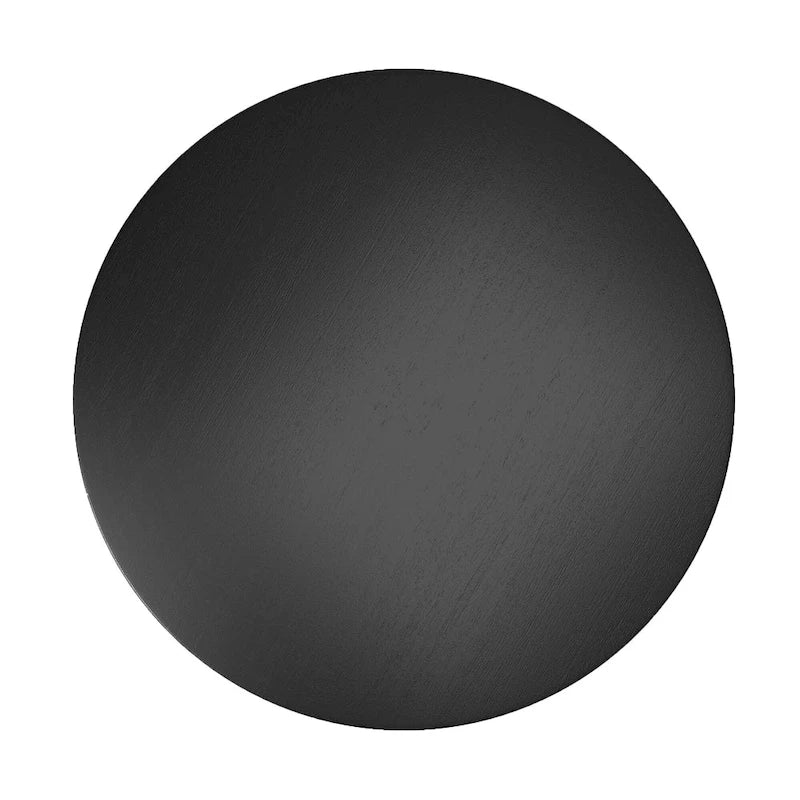 Table de salle à manger ronde noire sur pied, base en bois d'hévéa, style contemporain