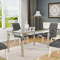 Table à manger rectangulaire 8 places dorée crème miroir avec liseré vintage doré