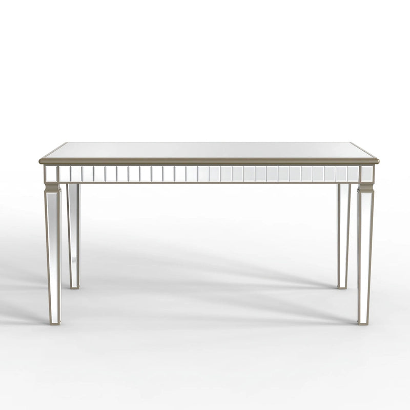 Table à manger rectangulaire 8 places dorée crème miroir avec liseré vintage doré