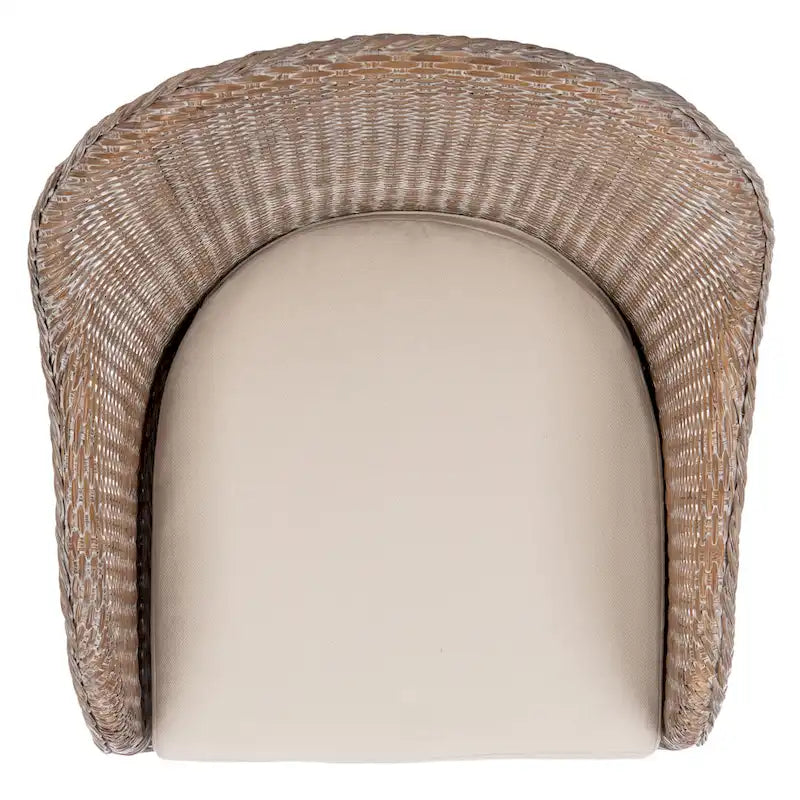 Fauteuil d'appoint en rotin lavé gris avec coussin blanc Style contemporain côtier