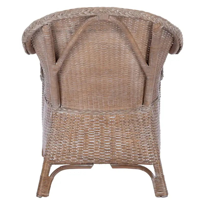 Fauteuil d'appoint en rotin lavé gris avec coussin blanc Style contemporain côtier