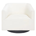 Fauteuil d'appoint pivotant en velours crème Piètement noir Silhouette incurvée contemporaine