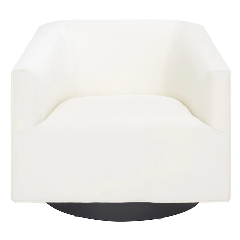Fauteuil d'appoint pivotant en velours crème Piètement noir Silhouette incurvée contemporaine