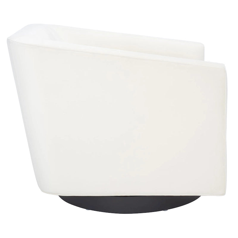 Fauteuil d'appoint pivotant en velours crème Piètement noir Silhouette incurvée contemporaine