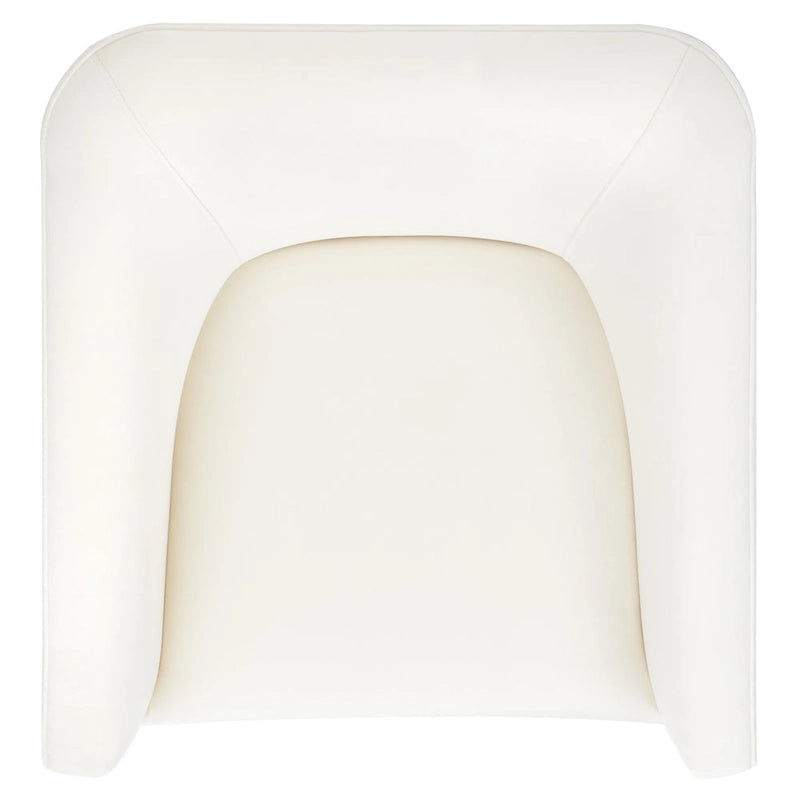 Fauteuil d'appoint pivotant en velours crème Piètement noir Silhouette incurvée contemporaine
