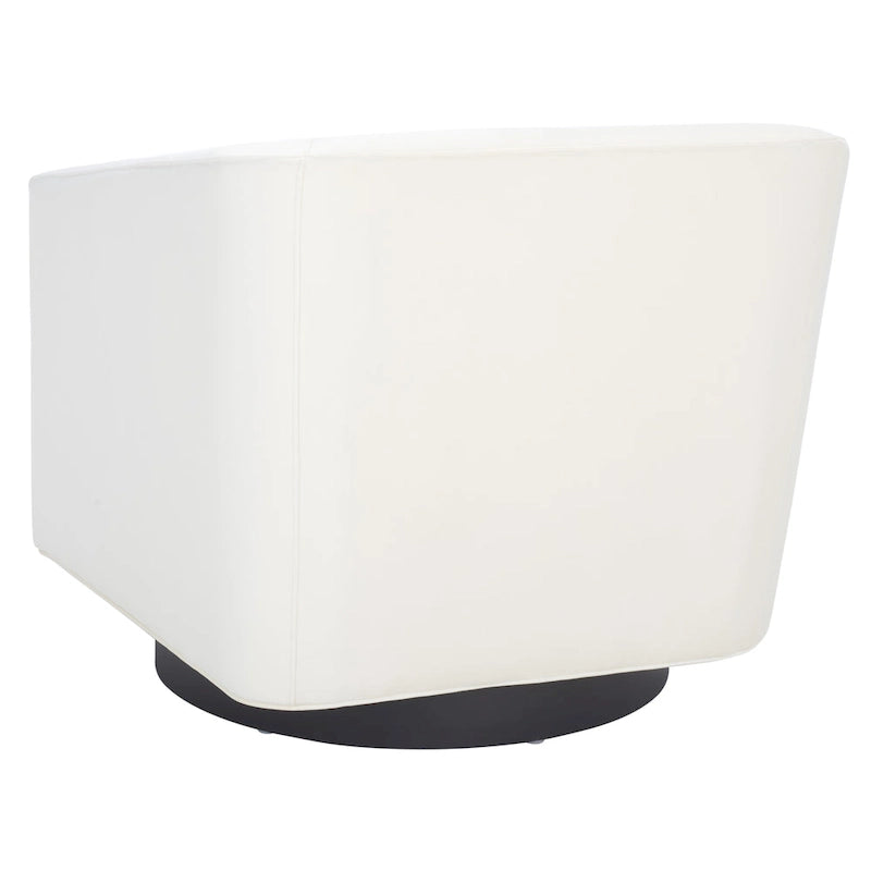 Fauteuil d'appoint pivotant en velours crème Piètement noir Silhouette incurvée contemporaine