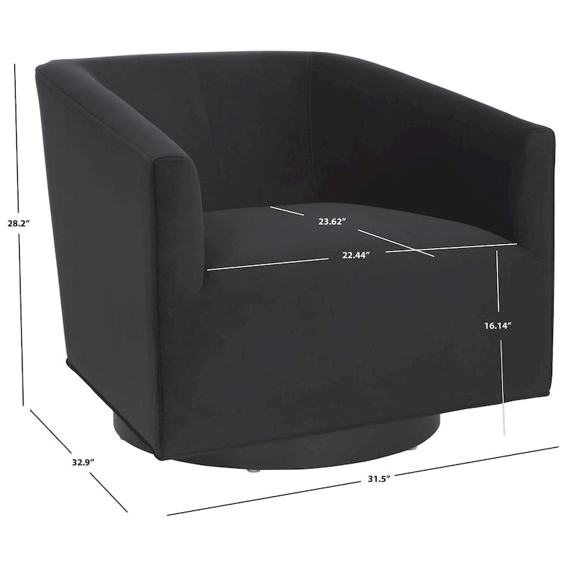 Fauteuil d'appoint pivotant en velours crème Piètement noir Silhouette incurvée contemporaine