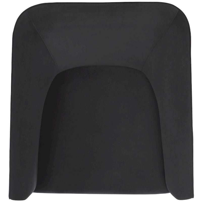 Fauteuil d'appoint pivotant en velours crème Piètement noir Silhouette incurvée contemporaine