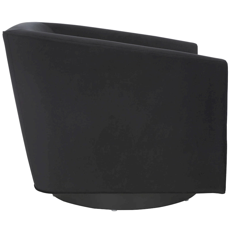 Fauteuil d'appoint pivotant en velours crème Piètement noir Silhouette incurvée contemporaine