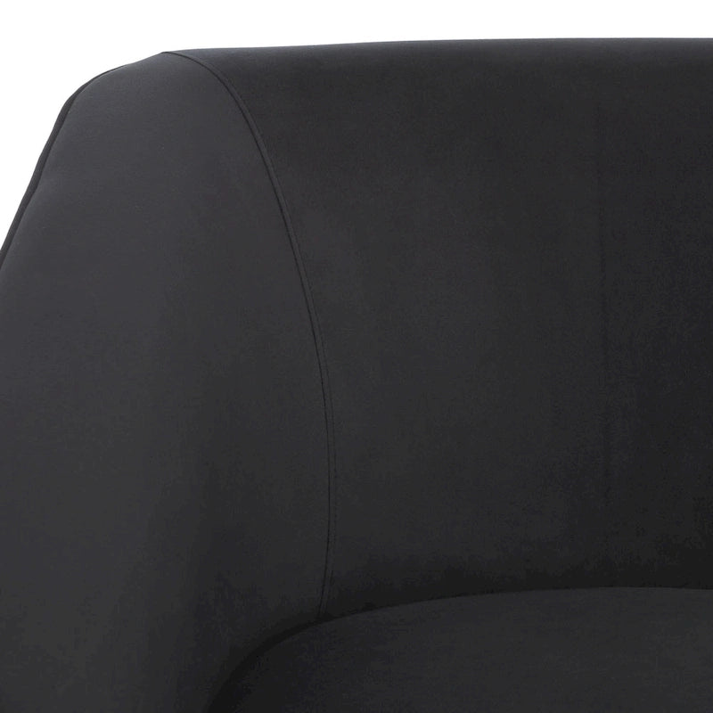 Fauteuil d'appoint pivotant en velours crème Piètement noir Silhouette incurvée contemporaine