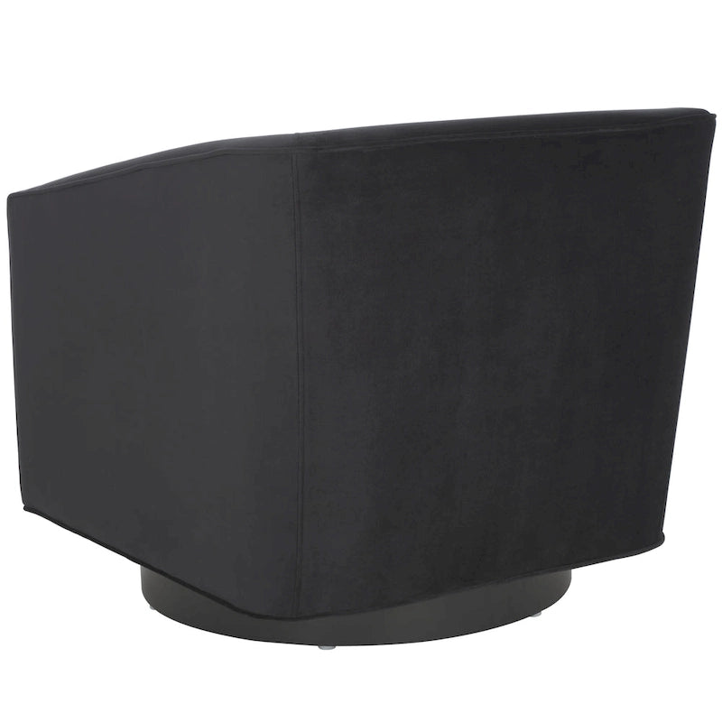 Fauteuil d'appoint pivotant en velours crème Piètement noir Silhouette incurvée contemporaine