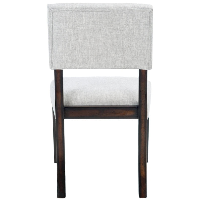 Chaise de salle à manger bistrot française en lin marron foncé, pieds cabriole, cadre en bois sculpté
